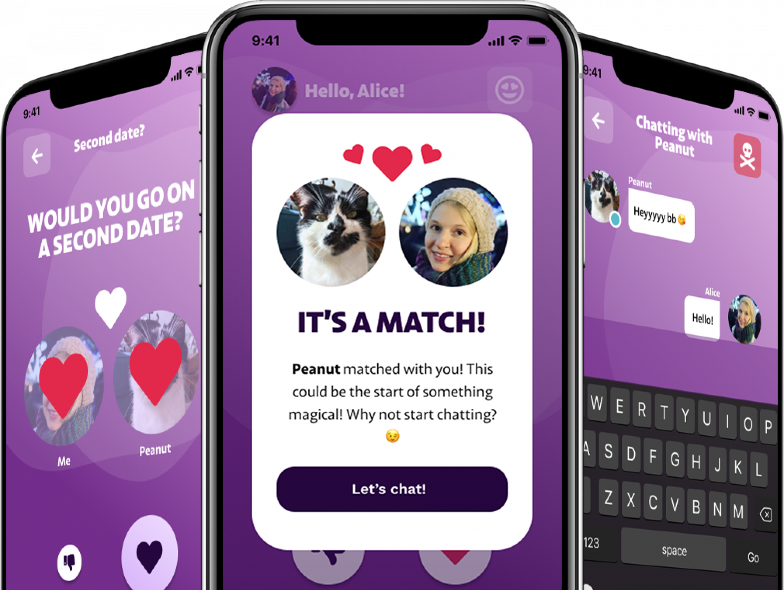 purple dating app ui design
